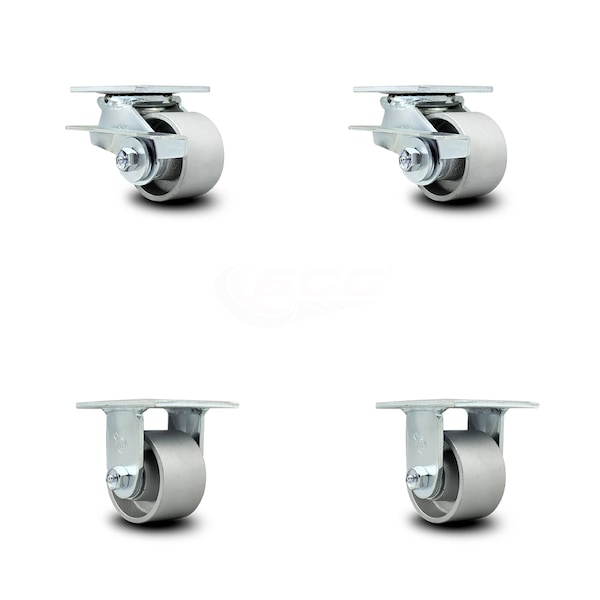 Service Caster 3.25 Inch Semi Steel Caster Set with Ball Bearings 4 Brake 2 Swivel Lock SCC SCC-30CS3420-SSB-SLB-2-R3420-2 - main